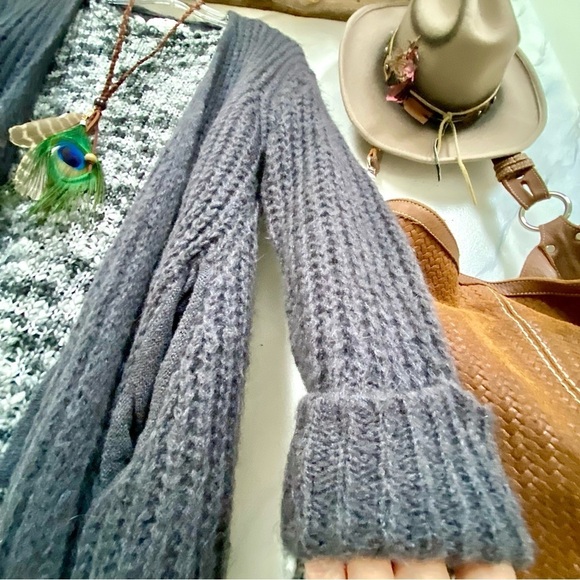 Cozy MOHAIR blend Italian made BERRETTI brand cardigan open front cabin style - Picture 7 of 10